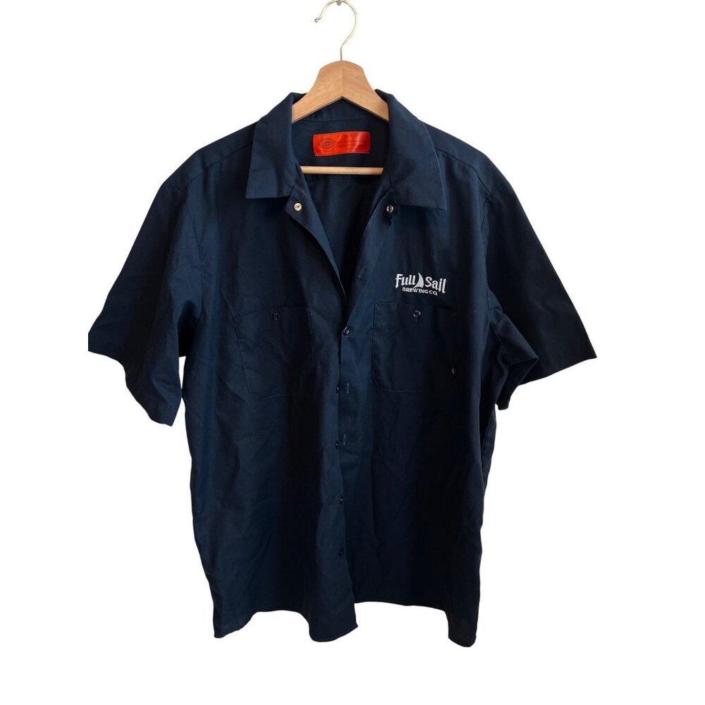Dickies Mens XL Button Down Navy Work Shirt Full Sail Brewing Co.